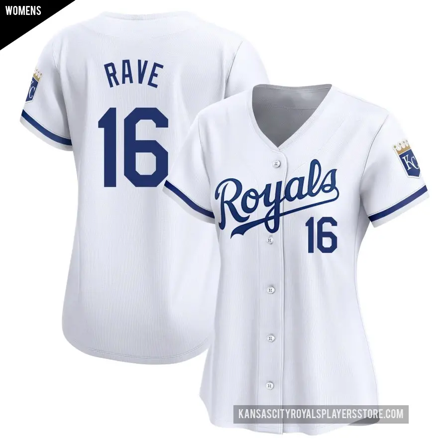Women's Kansas City Royals ＃16 John Rave Limited White Home Jersey