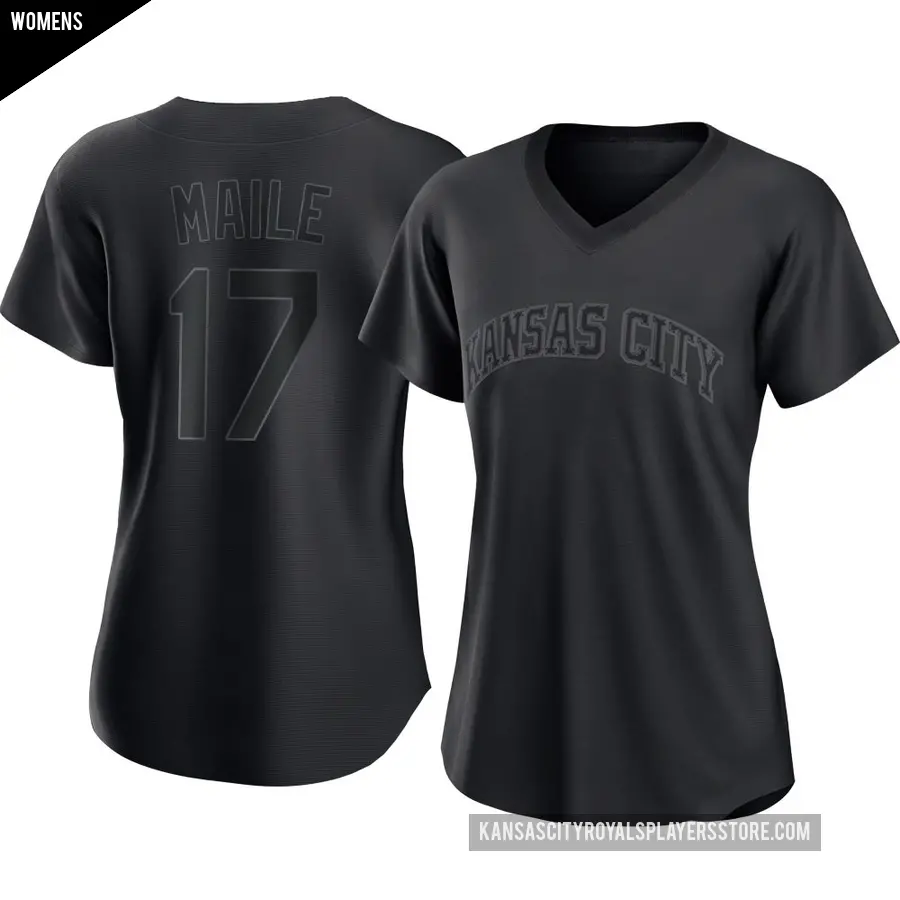 Women's Kansas City Royals ＃17 Luke Maile Authentic Black Pitch Fashion Jersey