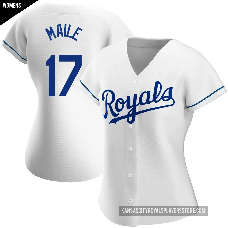 Women's Kansas City Royals ＃17 Luke Maile Authentic White Home Jersey