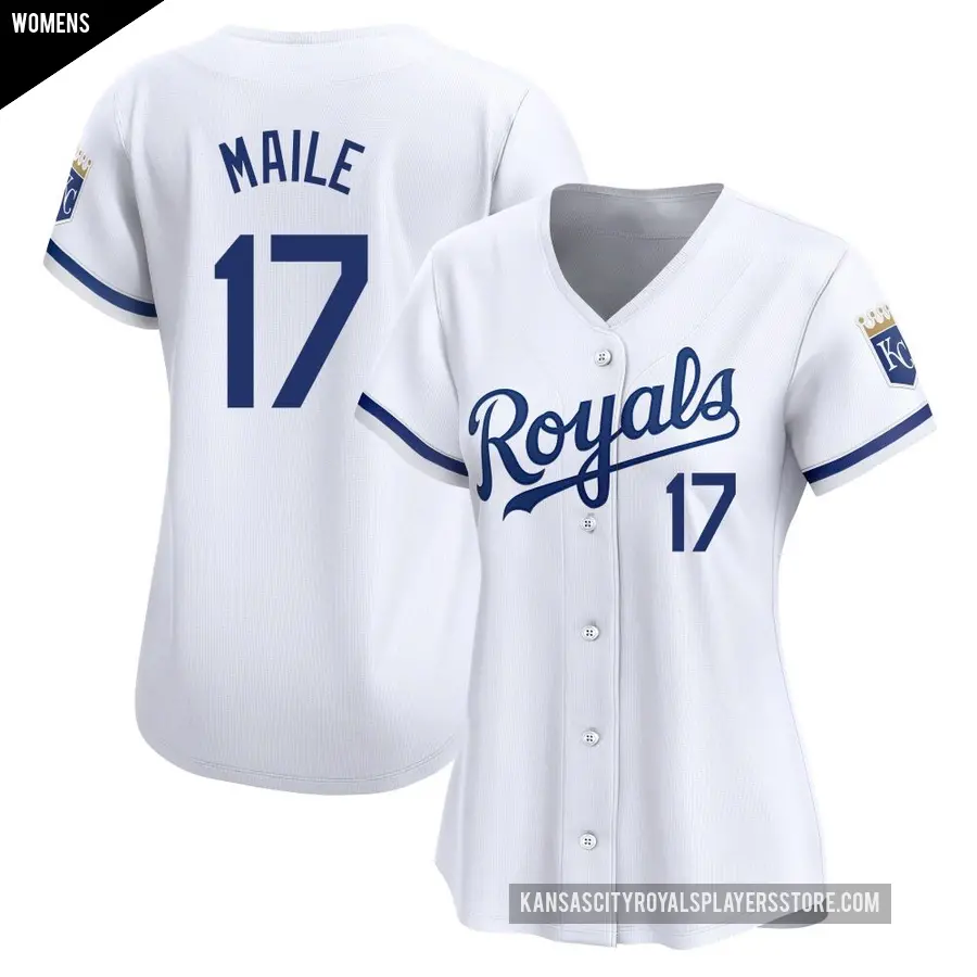 Women's Kansas City Royals ＃17 Luke Maile Limited White Home Jersey