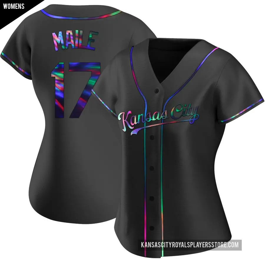 Women's Kansas City Royals ＃17 Luke Maile Replica Black Holographic Alternate Jersey