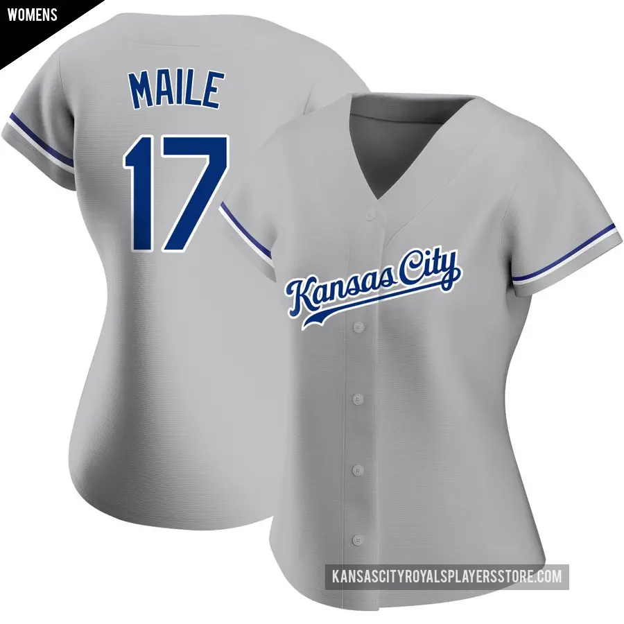 Women's Kansas City Royals ＃17 Luke Maile Replica Gray Road Jersey
