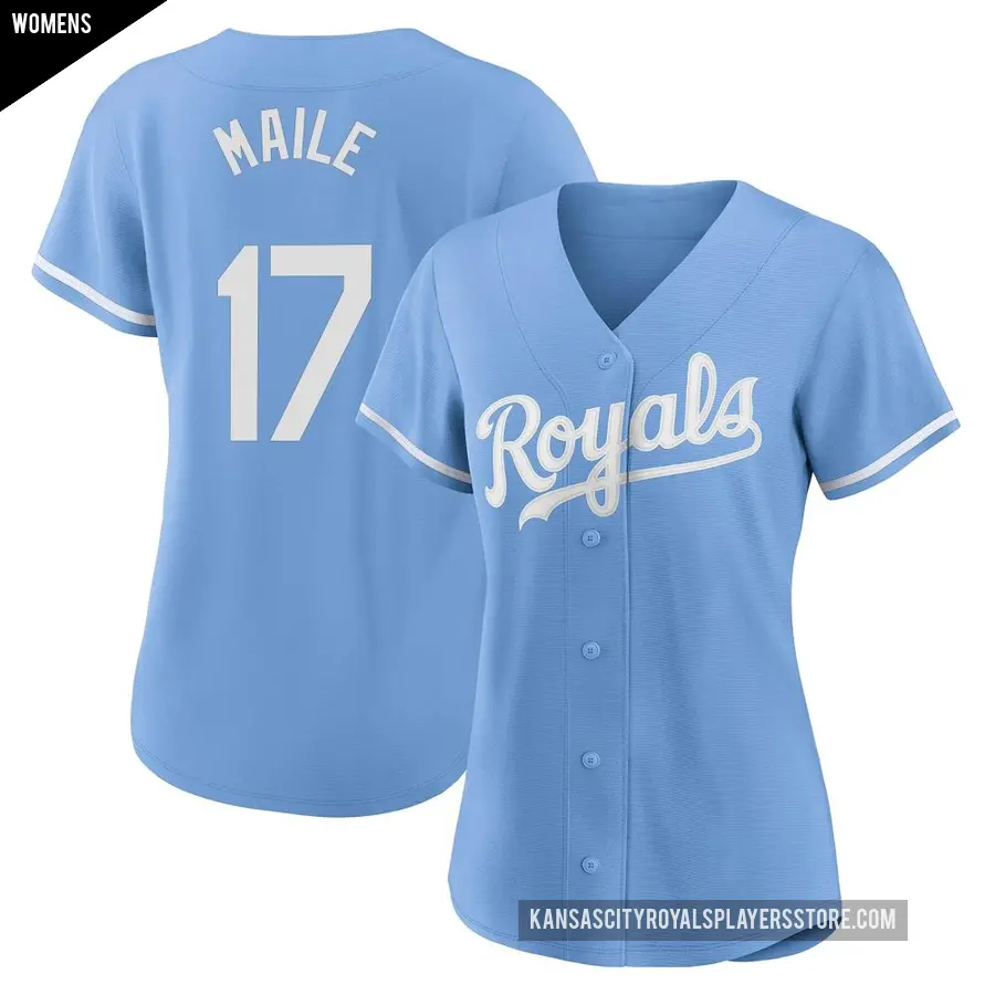 Women's Kansas City Royals ＃17 Luke Maile Replica Light Blue 2022 Alternate Jersey