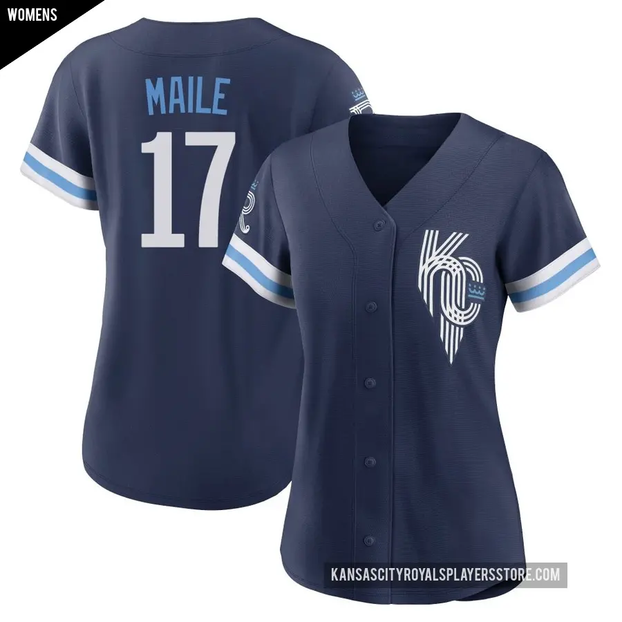 Women's Kansas City Royals ＃17 Luke Maile Replica Navy 2022 City Connect Jersey