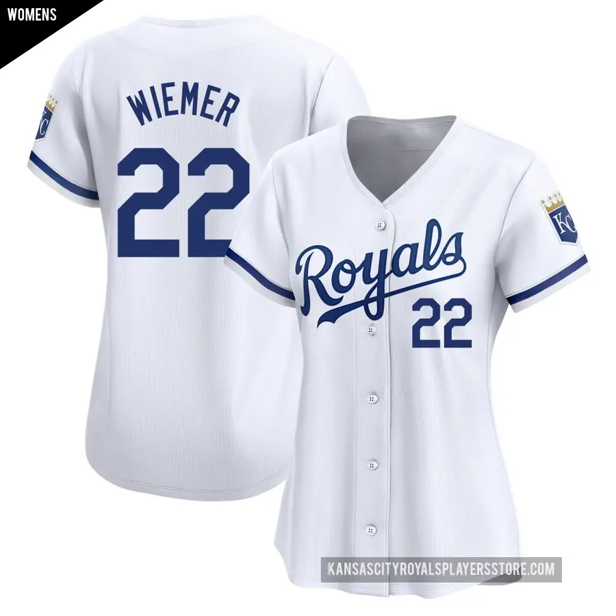 Women's Kansas City Royals ＃22 Joey Wiemer Limited White Home Jersey