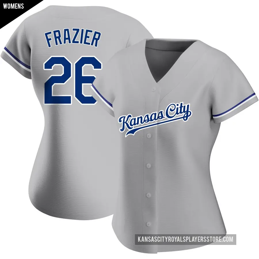 Women's Kansas City Royals ＃26 Adam Frazier Authentic Gray Road Jersey