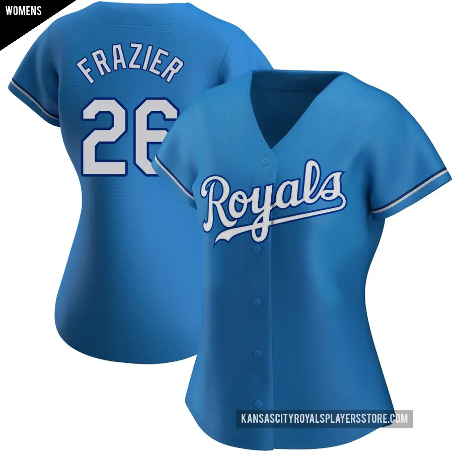 Women's Kansas City Royals ＃26 Adam Frazier Authentic Light Blue Alternate Jersey