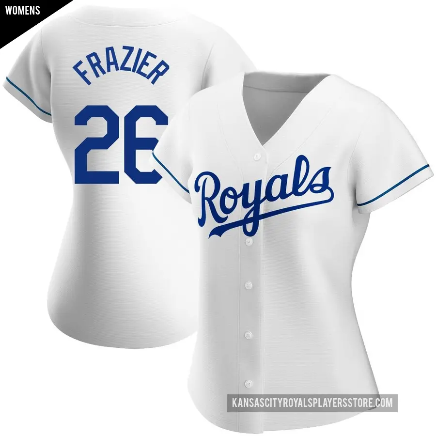 Women's Kansas City Royals ＃26 Adam Frazier Authentic White Home Jersey