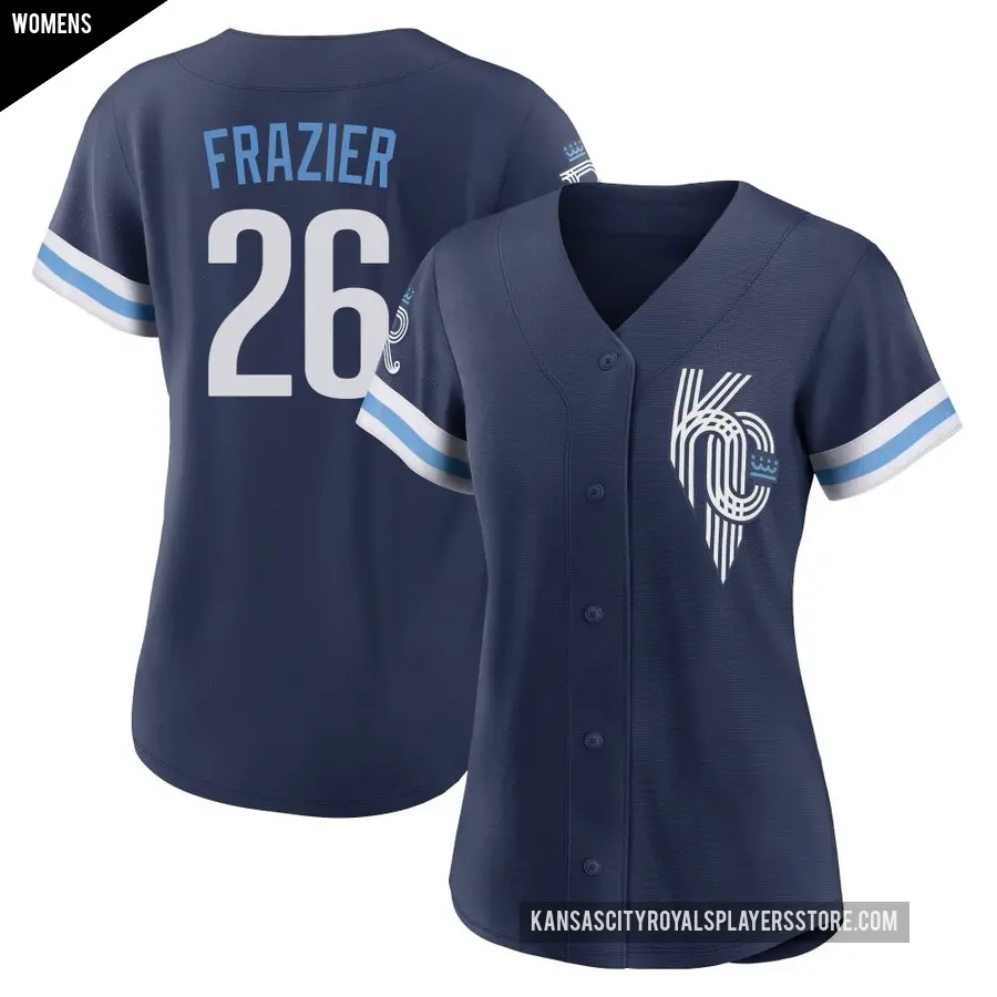 Women's Kansas City Royals ＃26 Adam Frazier Replica Navy 2022 City Connect Jersey