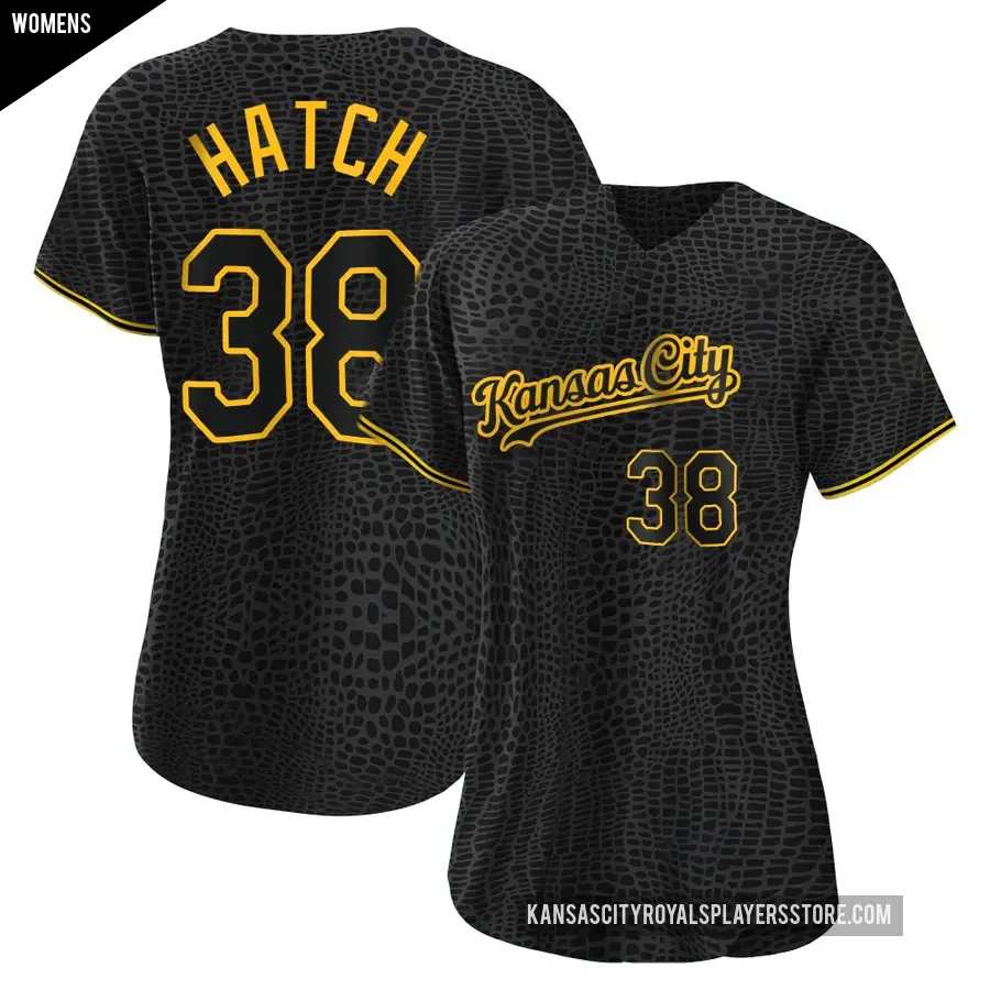 Women's Kansas City Royals ＃38 Thomas Hatch Authentic Black Snake Skin City Jersey