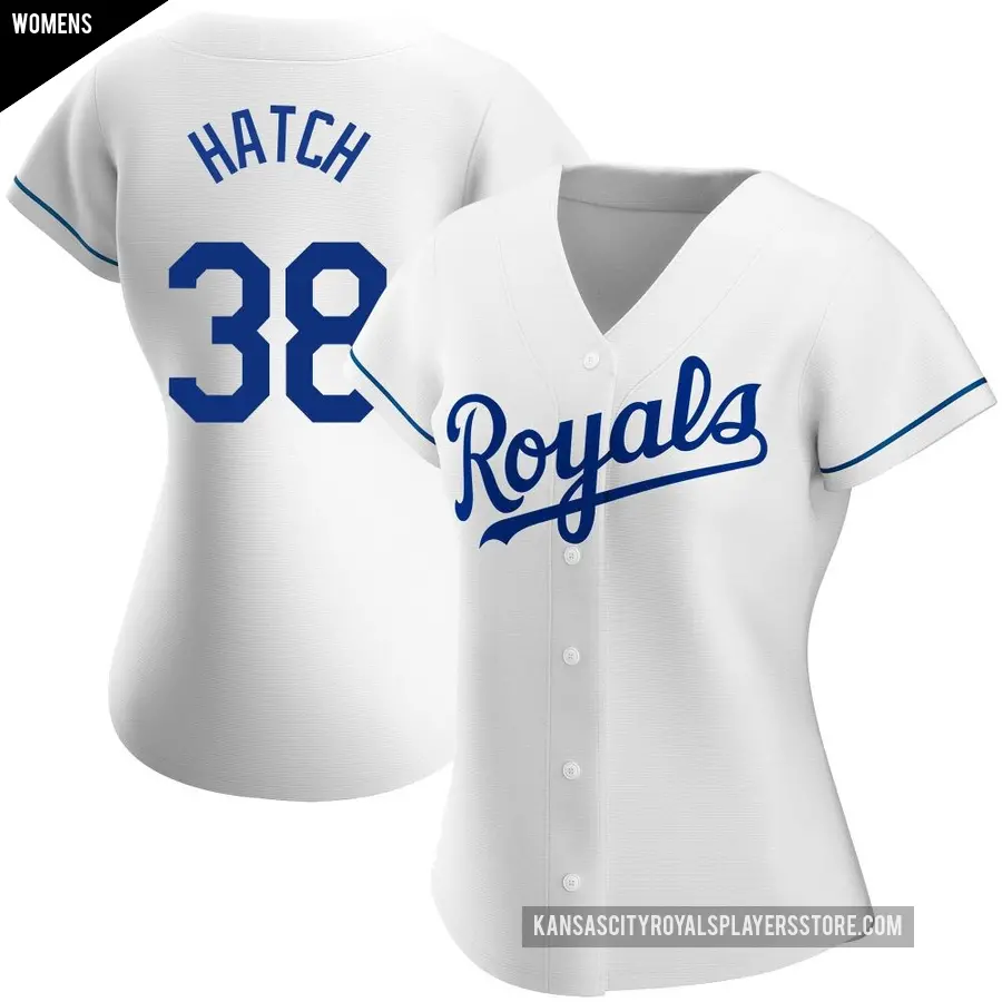 Women's Kansas City Royals ＃38 Thomas Hatch Authentic White Home Jersey