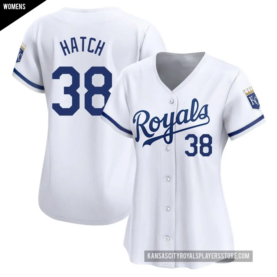 Women's Kansas City Royals ＃38 Thomas Hatch Limited White Home Jersey