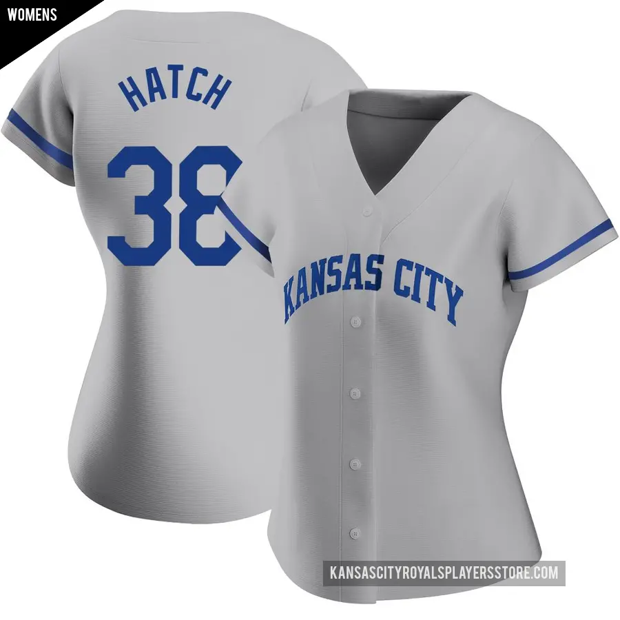 Women's Kansas City Royals ＃38 Thomas Hatch Replica Gray 2022 Road Jersey
