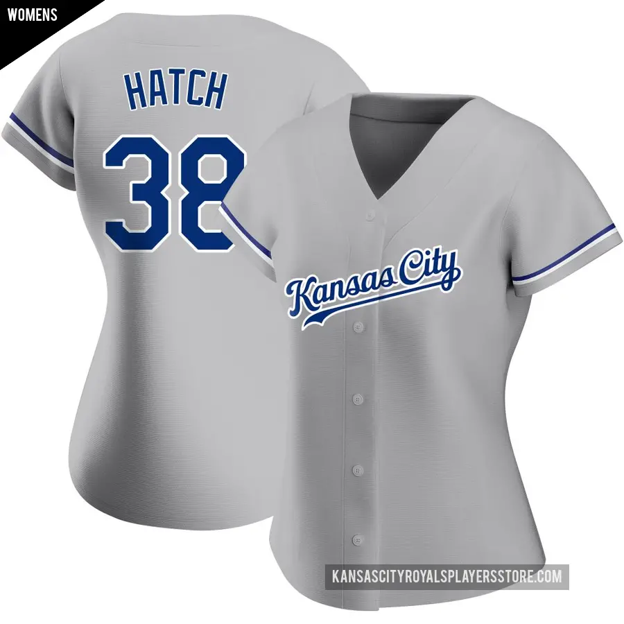 Women's Kansas City Royals ＃38 Thomas Hatch Replica Gray Road Jersey