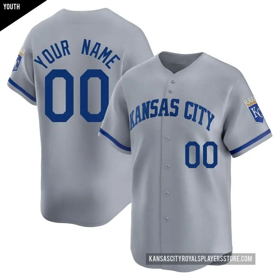 Youth Kansas City Royals ＃00 Custom Limited Gray Away Jersey