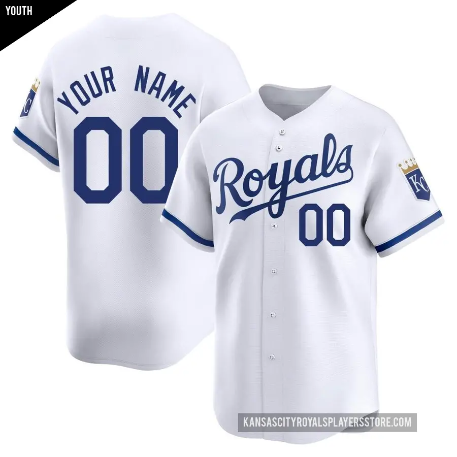 Youth Kansas City Royals ＃00 Custom Limited White Home Jersey
