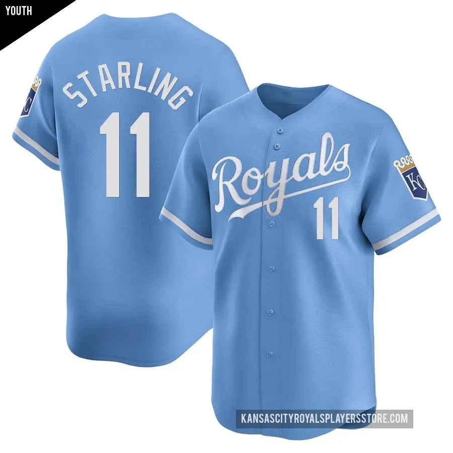 Youth Kansas City Royals ＃11 Bubba Starling Limited Light Blue Alternate Jersey