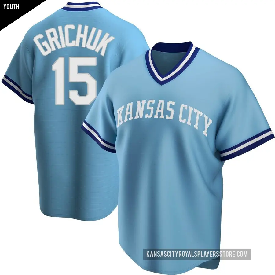 Youth Kansas City Royals ＃15 Randal Grichuk Replica Light Blue Road Cooperstown Collection Jersey