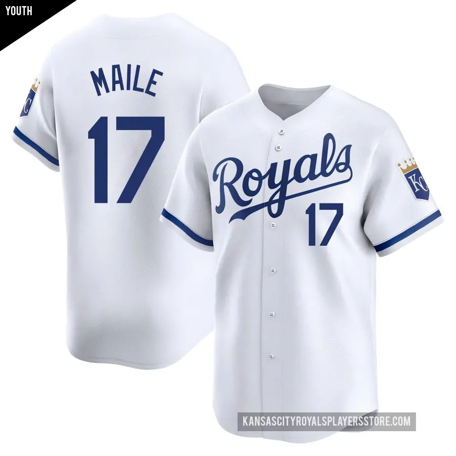 Youth Kansas City Royals ＃17 Luke Maile Limited White Home Jersey