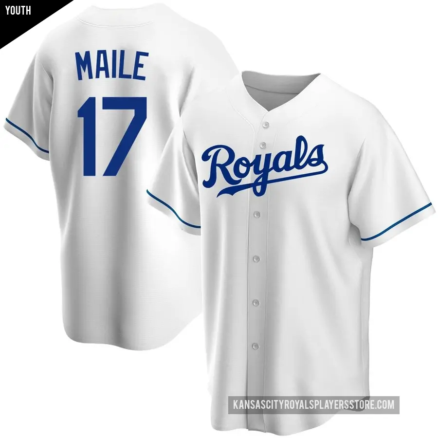 Youth Kansas City Royals ＃17 Luke Maile Replica White Home Jersey