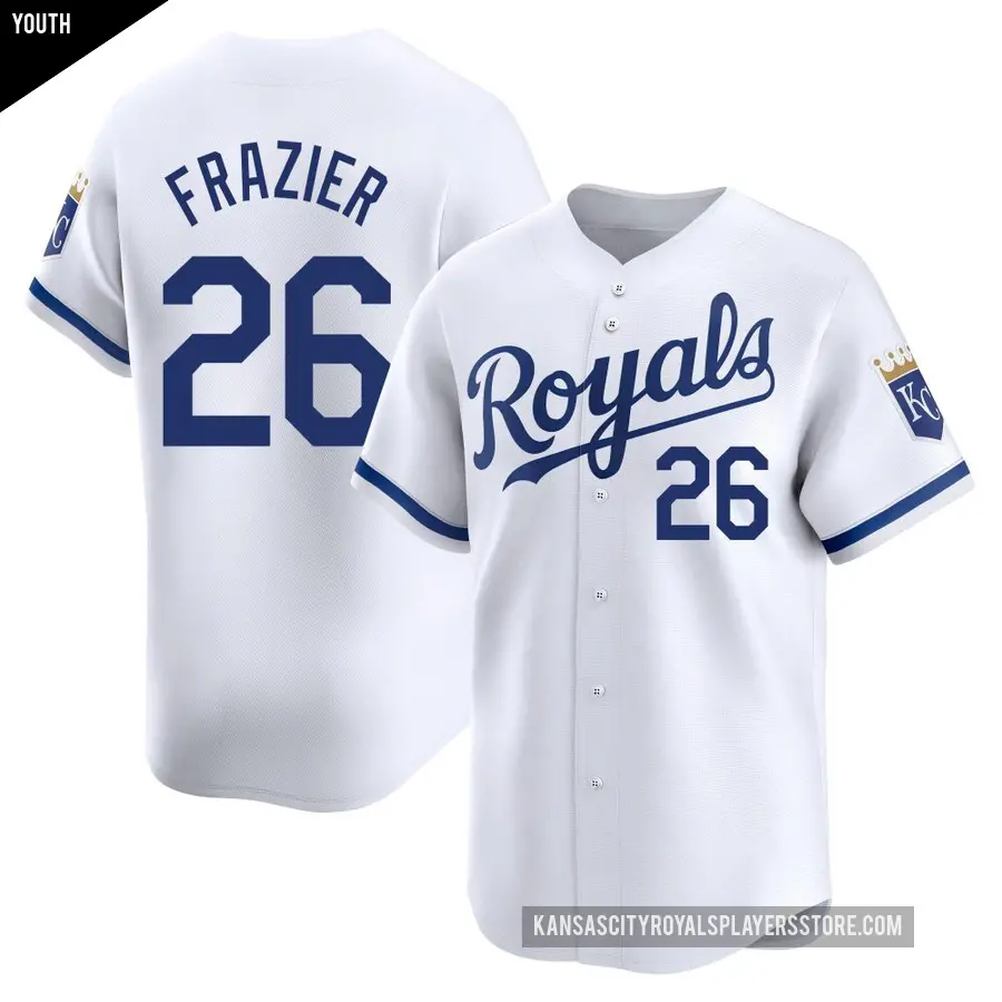 Youth Kansas City Royals ＃26 Adam Frazier Limited White Home Jersey