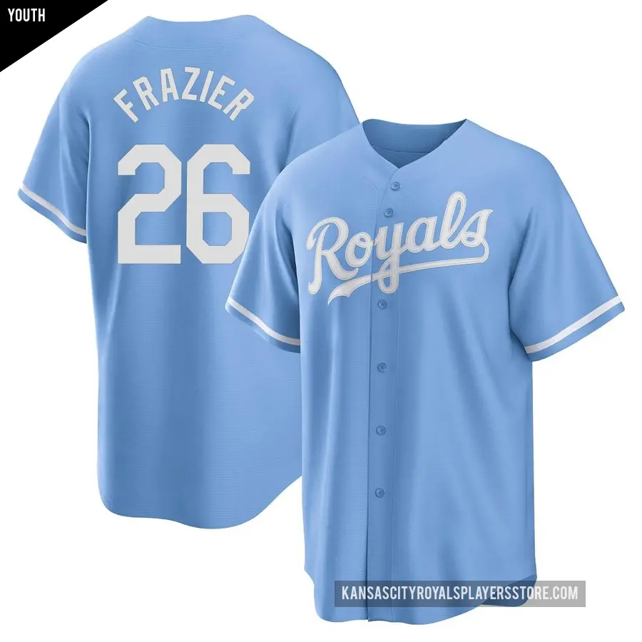 Youth Kansas City Royals ＃26 Adam Frazier Replica Light Blue 2022 Alternate Jersey