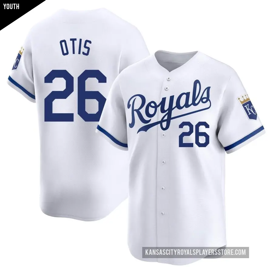 Youth Kansas City Royals ＃26 Amos Otis Limited White Home Jersey