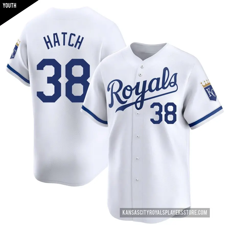 Youth Kansas City Royals ＃38 Thomas Hatch Limited White Home Jersey