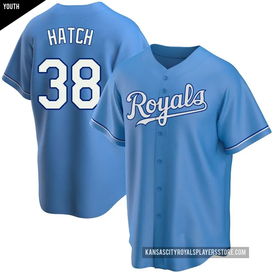 Youth Kansas City Royals ＃38 Thomas Hatch Replica Light Blue Alternate Jersey
