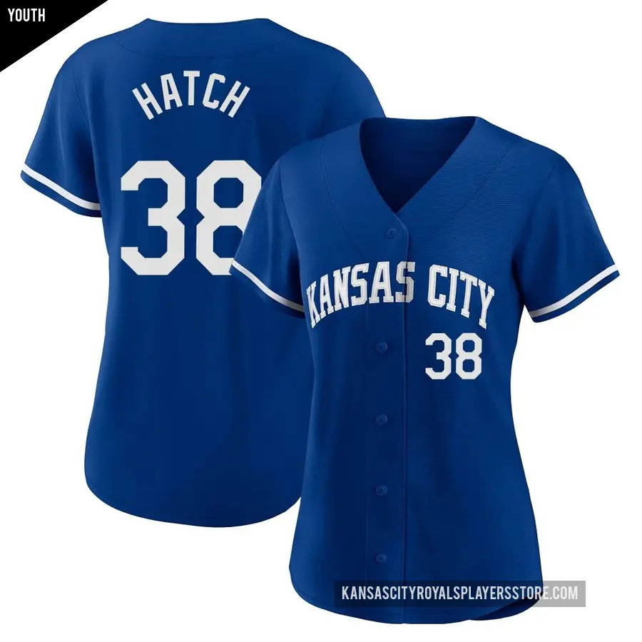 Youth Kansas City Royals ＃38 Thomas Hatch Replica Royal 2022 Alternate Jersey