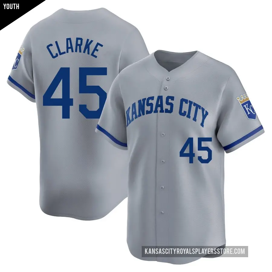 Youth Kansas City Royals ＃45 Taylor Clarke Limited Gray Away Jersey