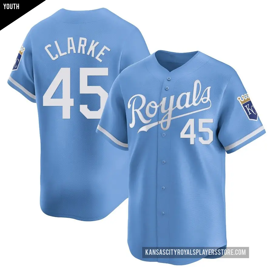 Youth Kansas City Royals ＃45 Taylor Clarke Limited Light Blue Alternate Jersey