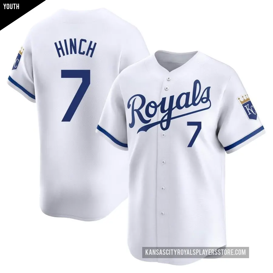 Youth Kansas City Royals ＃7 A.j. Hinch Limited White Home Jersey